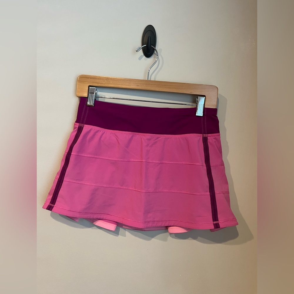 Lululemon Pace Rival Skirt II Size 4; Pink Paradise/ Regal Plum
